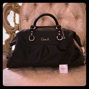 Coach black leather multi-style satchel